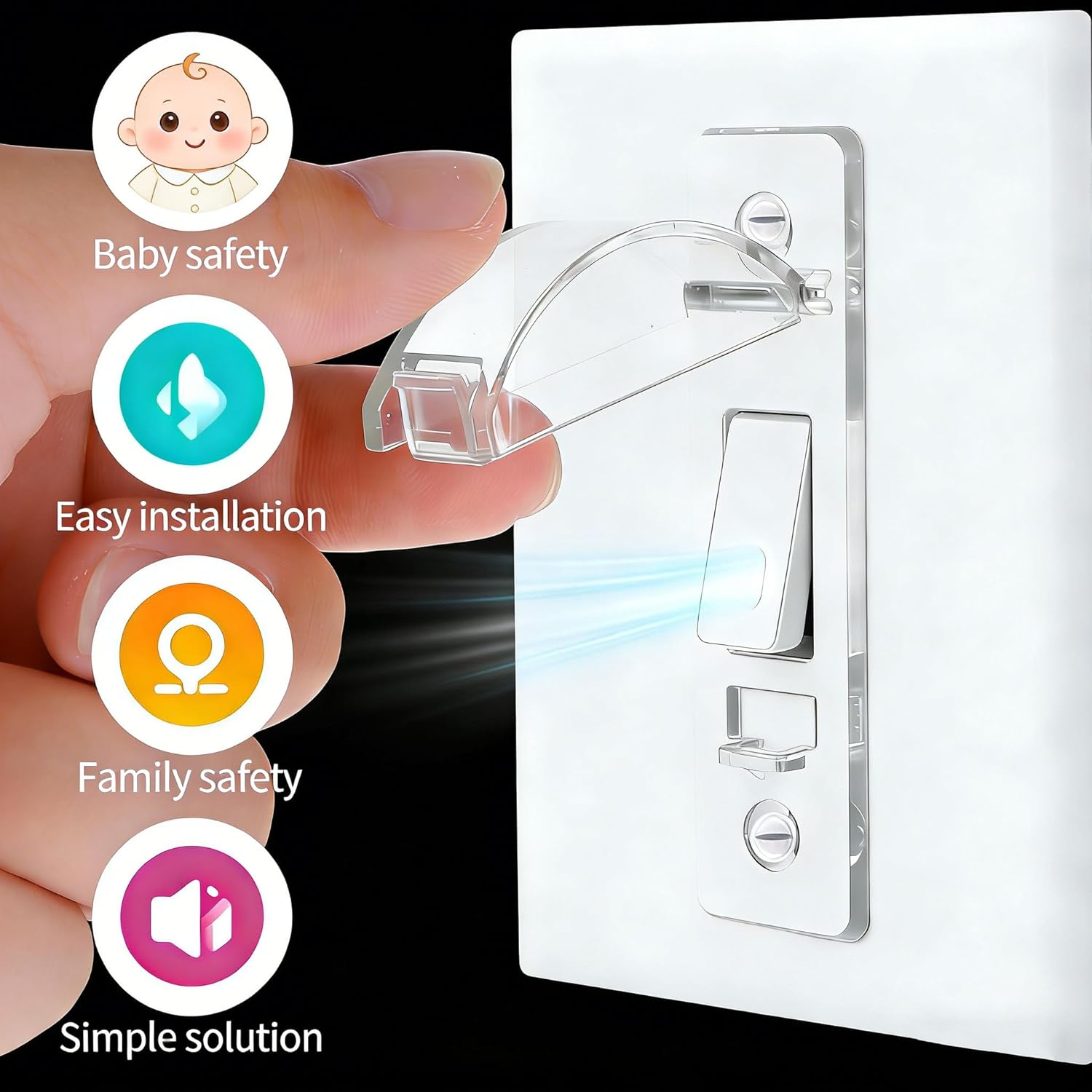 2 Pack Toggle Light Switch Cover Guard Child Proof Wall Light Switch Lock Protects Your Lights from being Accidentally Turned On or Off by Children and Adults, Clear