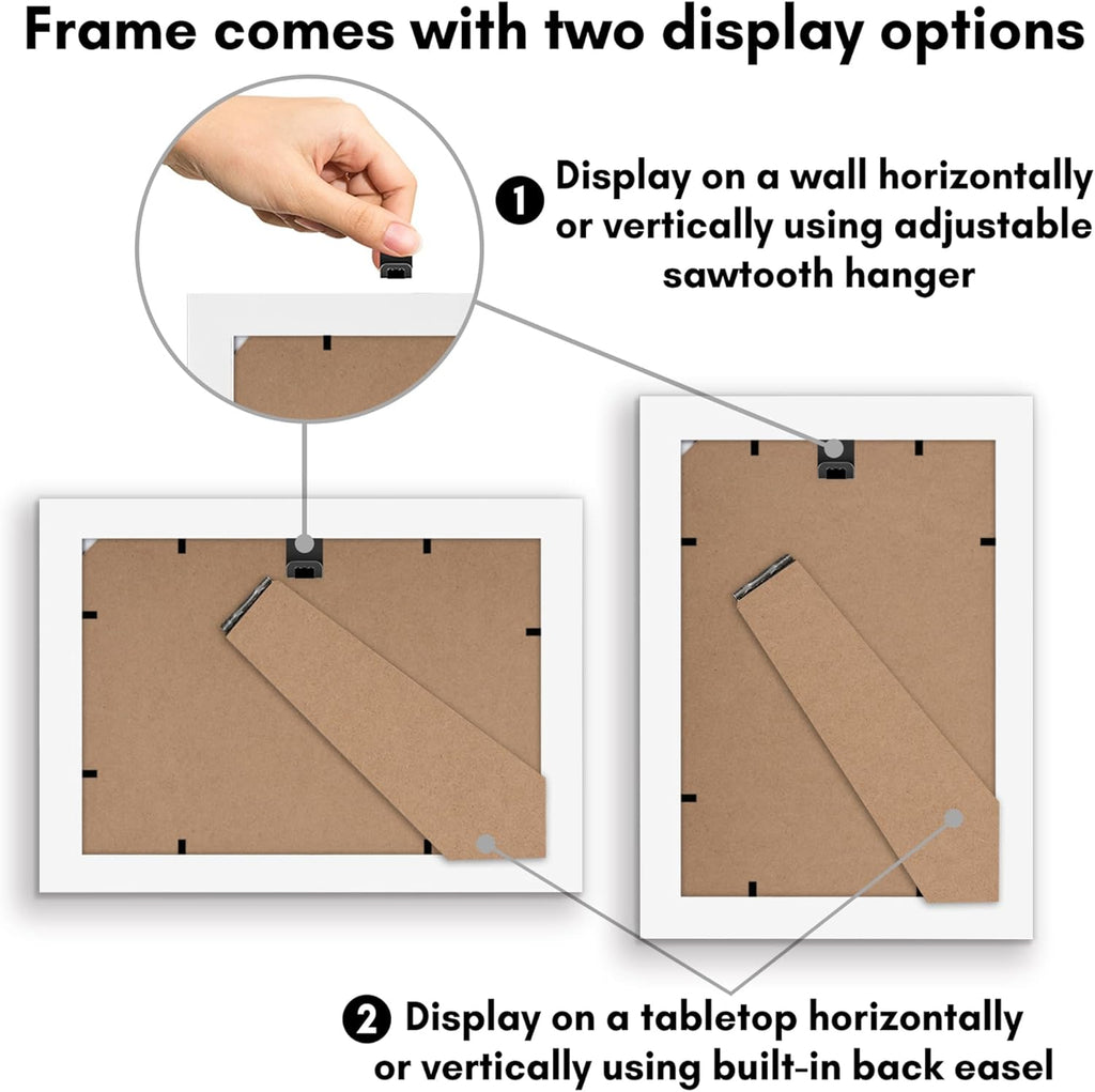 Americanflat 4x6 Picture Frame with Shatter-Resistant Glass - Signature Collection - Gallery-Style Frames Made of Engineered Wood - Photo Frame for Tabletop and Wall Display - White