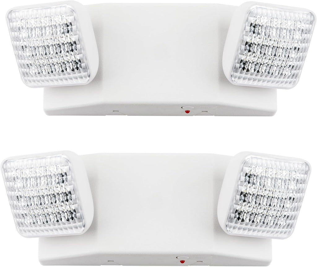 LIT-PaTH LED Emergency Lighting Fixtures with 2 LED Heads and Back Up Batteries- US Standard Exit Light, UL 924 and CEC Qualified, 120/277 Voltage, 2-Pack