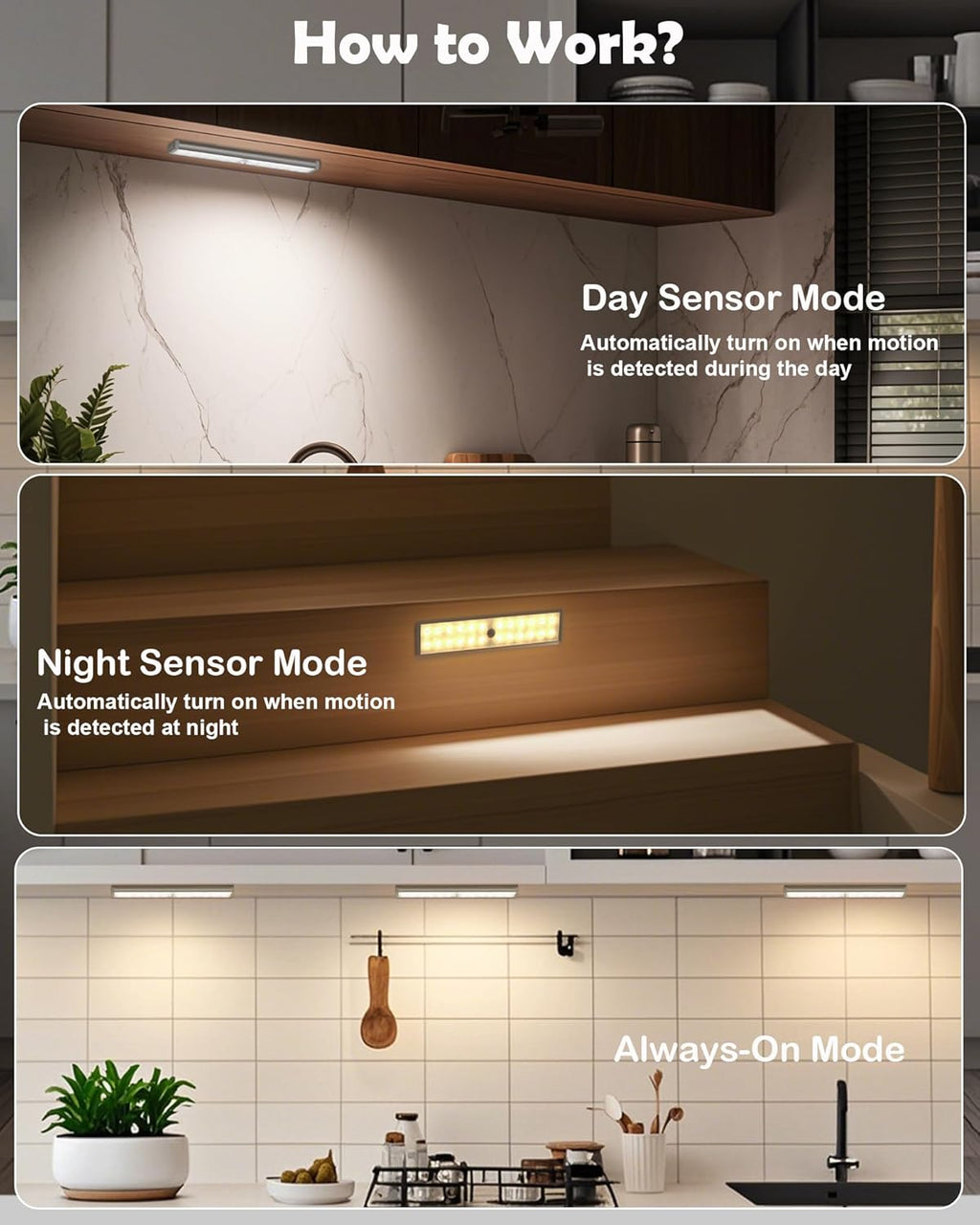 SZOKLED Motion Sensor Under Cabinet Lights, 58-LED RGB Closet Lights Wireless, 1100mAh Rechargeable Under Cabinet Lighting Dimmable Night Lights for Kitchen,Bedroom,Wardrobe,Hallway,Stairs (2 Pcs)
