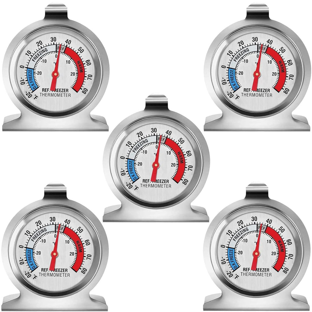 5 Pack Fridge Thermometer - Classic Series with Large Dial and Internal Temperature Gauge - Monitor and Maintain Perfect Temperature in Kitchen Refrigerator