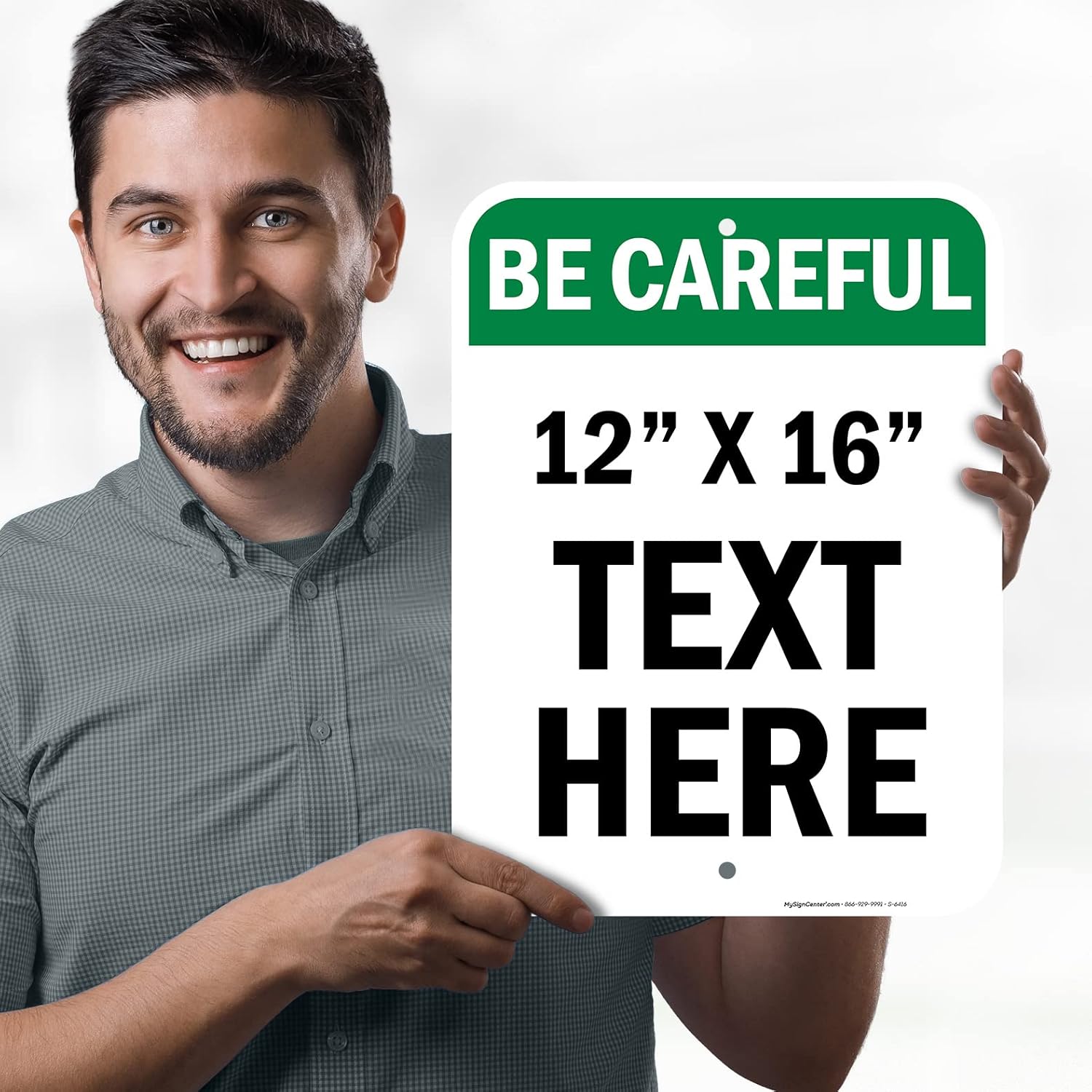 Custom Be Careful Sign, OSHA Sign, 12x16 Inches, Post Holes, Rust Free .040 Aluminum, Fade Resistant, Indoor/Outdoor Use, Made in USA by My Sign Center