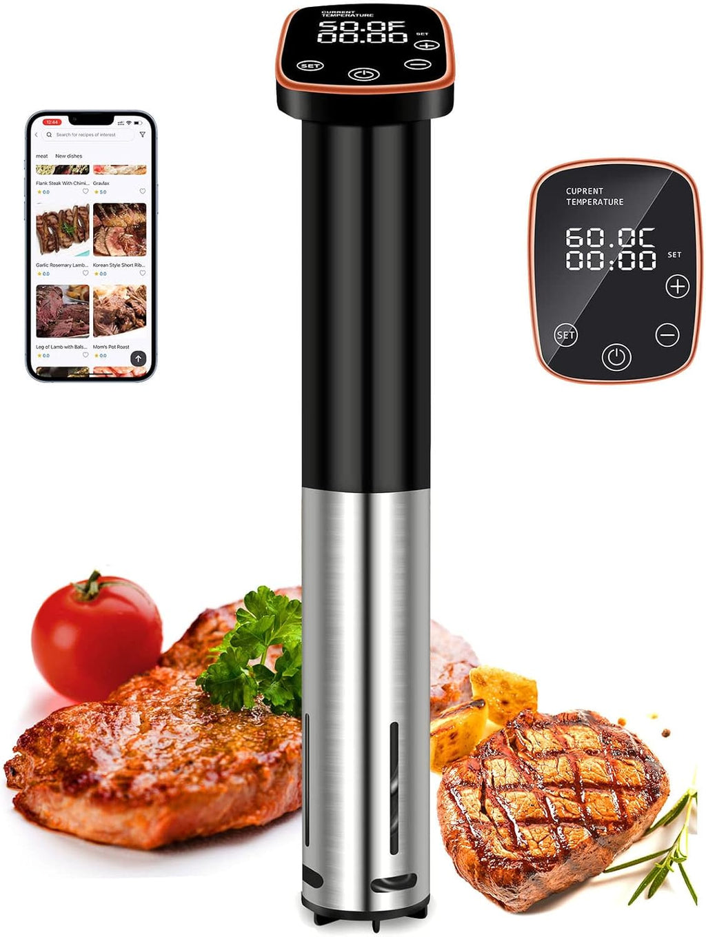 Sous Vide Machine, WiFi APP Recipes Included, Sous Vide Cooker 1100W, Immersion Circulator Precisional Cooker with Accurate Temperature, Ultra Quiet, IPX7 Waterproof, Fast Heating and Time Control