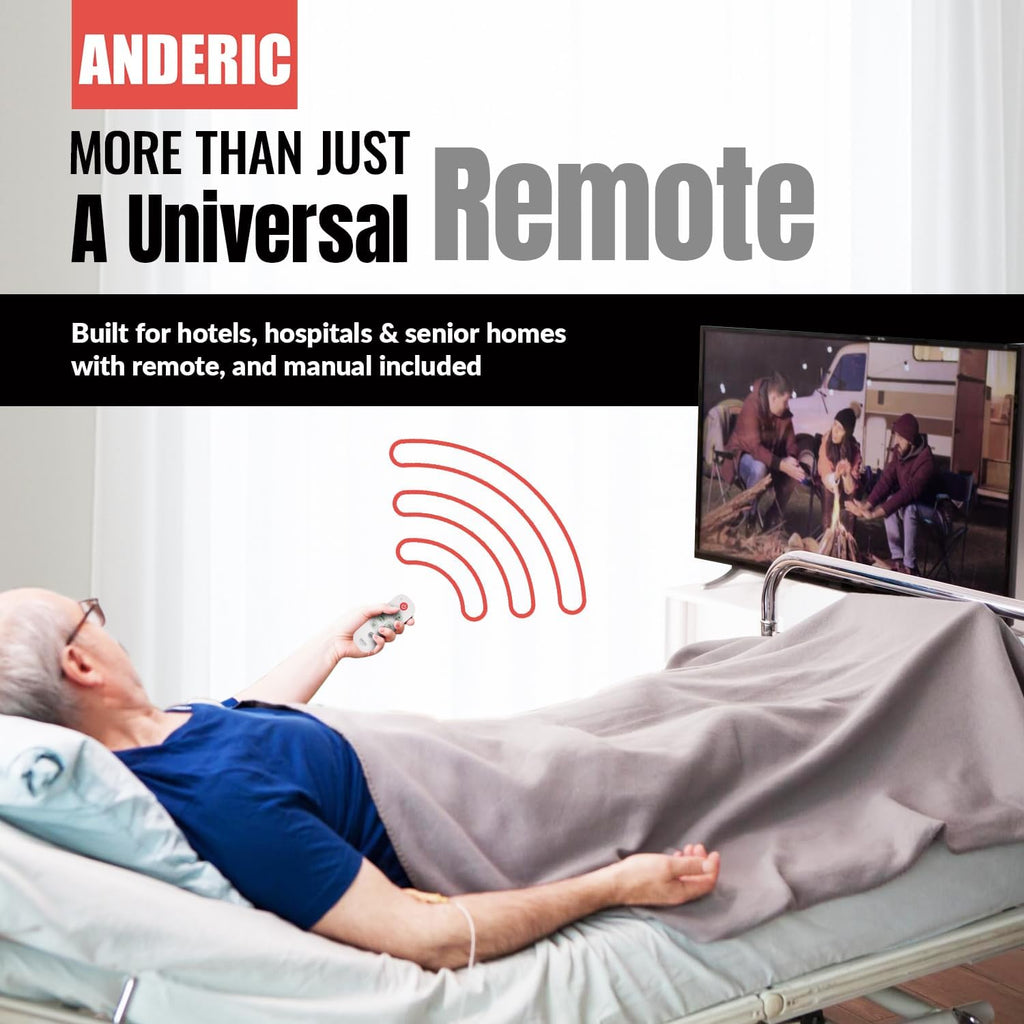 Anderic RR1004 Big Button TV Remote Control – Senior Friendly, Easy-to-use with Glow Keys, Simple Layout – Ideal for Elderly Care & Assisted Living – Compatible with Most IR TVs - White - 1 Pack