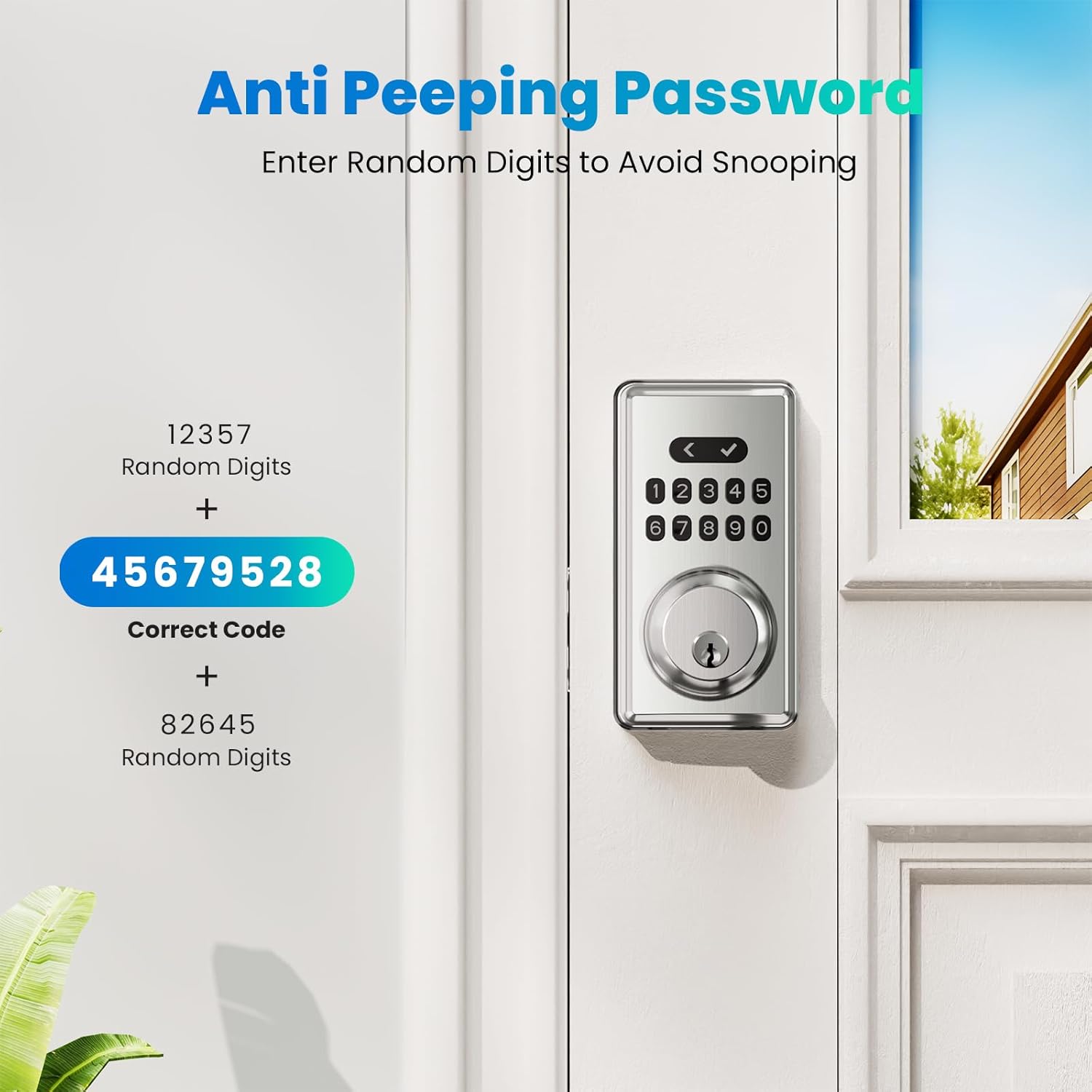 Keyless Entry Door Lock Deadbolt with Keypad, Digital Smart Locks with Code, Auto Lock, Anti-Peeking Password, Easy Installation, Satin Nickel