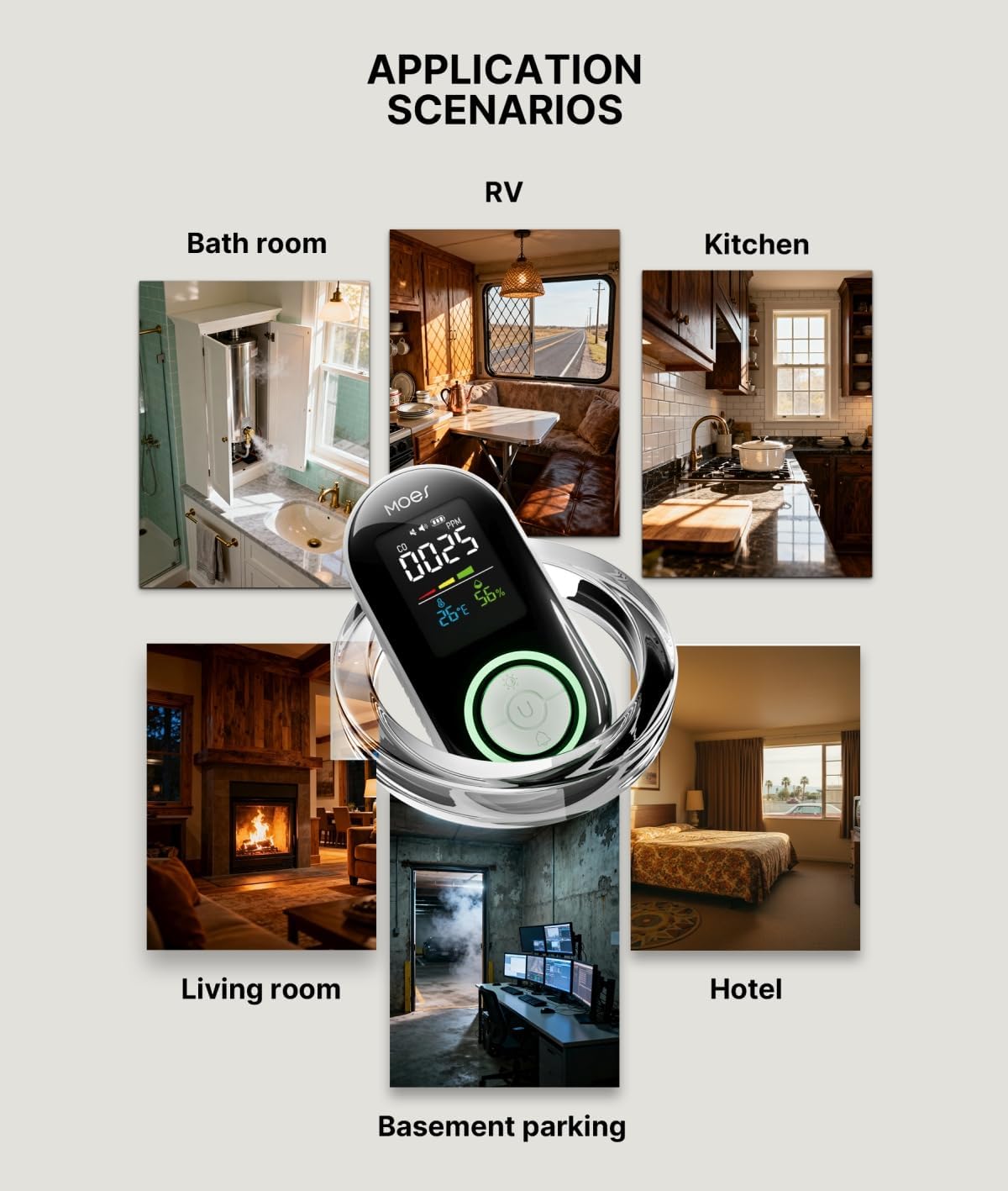 MOES Carbon Monoxide Detector Plug in, Backup Battery Digital CO Detector with Real-Time Display for CO Level, Temp & Humidity, Compact Plug-and-Play CO Alarm for Home, Apartment, RV & Travel
