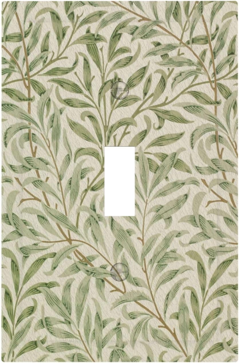 Decorative Light Switch Plate Covers Vintage Morris Willow Leaf Green Leaves 1 Gang Wall Plate Single Toggle Switch Cover Plate Jumbo Electrical Switchplate Receptacle Faceplate