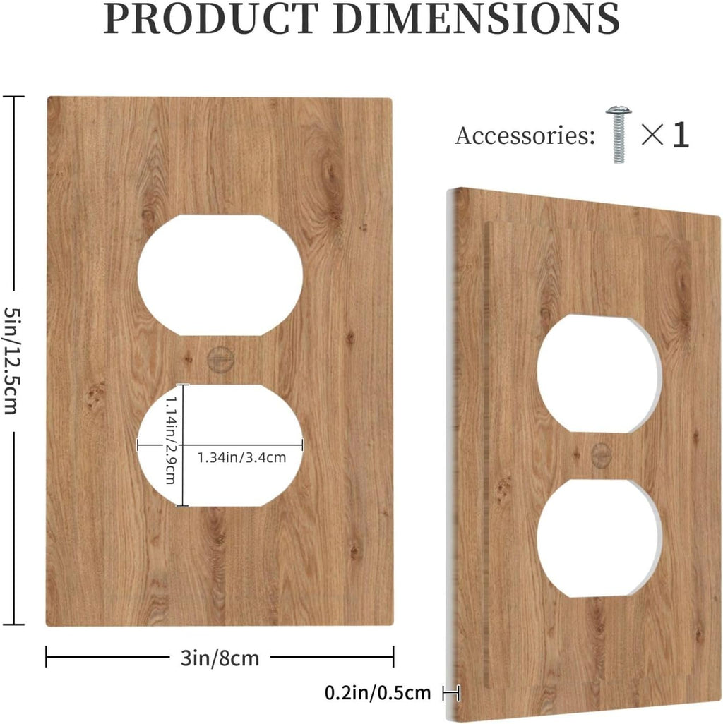 Outlet Covers Vintage Rustic Wood Color Brown Wood Grain 1 Gang Duplex Electrical Receptacle Faceplate Light Switch Cover Wall Plate Decorative Switch Plates for Farmhouse Cabin Decor