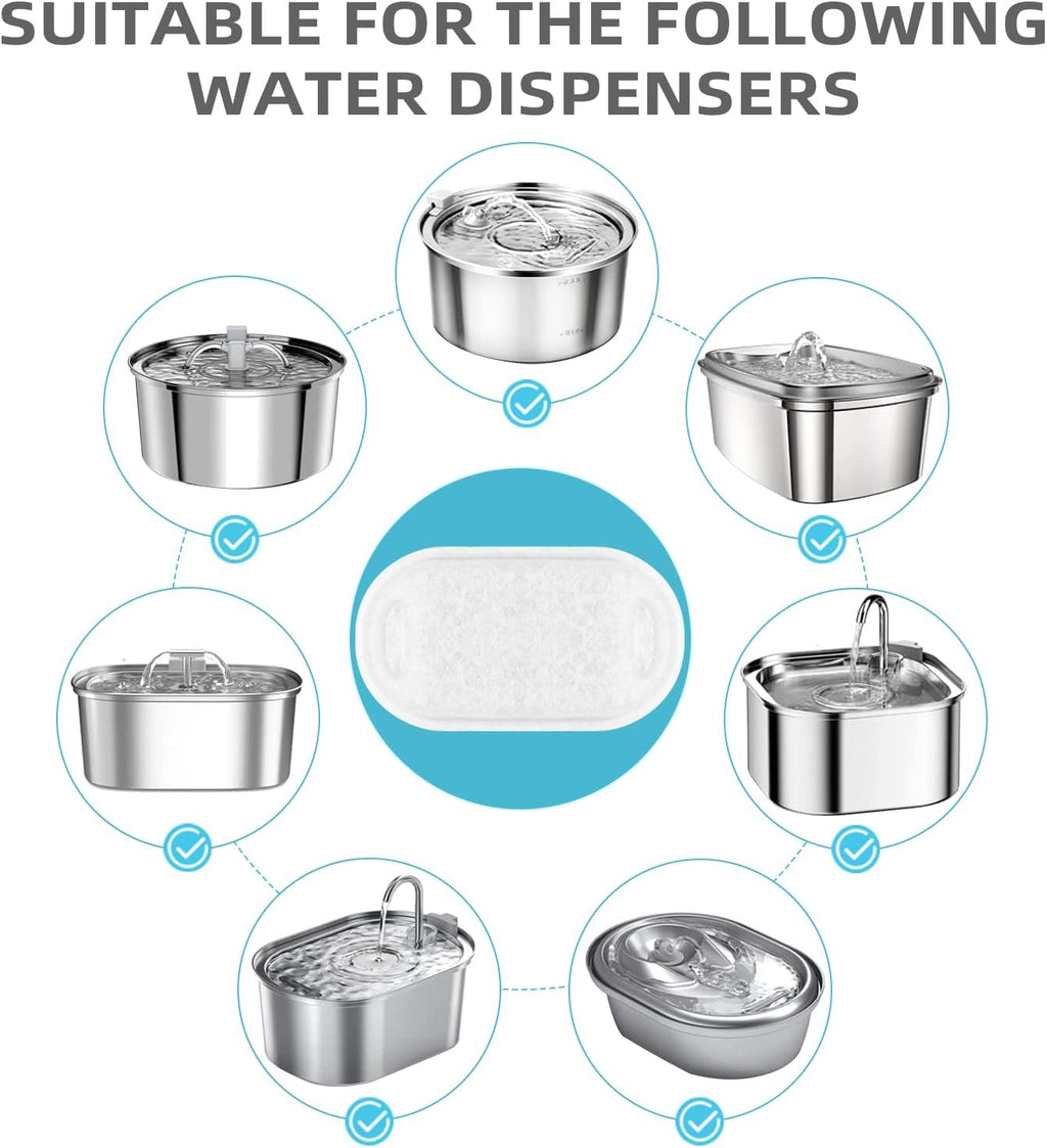 Cat Water Fountain Filter Compatible with Stainless Steel Dispenser, Efficient Filtration with Coconut Shell Activated Carbon and Fresh Water (4 Filters+4 Sponges)