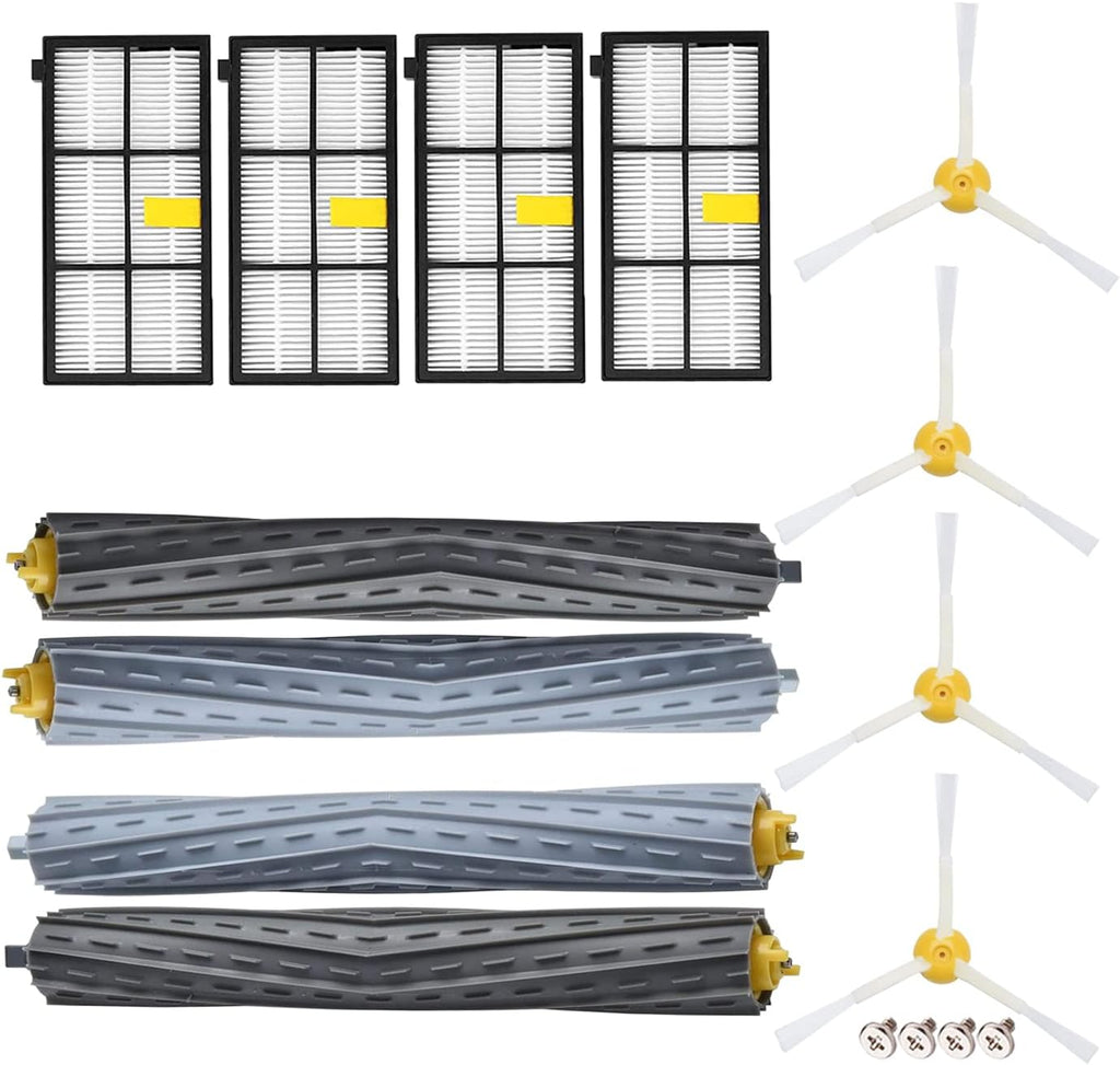 Replacement Parts for irobot Roomba 800 & 900 Series, Replenishment Kits for Roomba 800 850 860 861 866 870 880 890 900 980 985 Vacuum,(2 Sets Roller Brushes,4 Filters,4 Side Brushes)