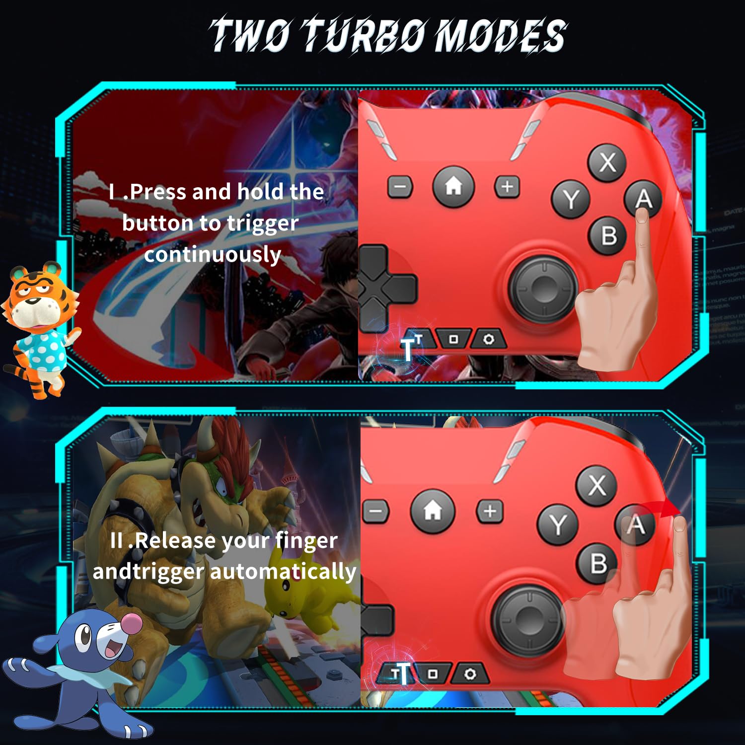 Bluetooth Controller for Switch/Mac/PC/Steam/Mobile Phone/iOS/Android//TV/iPad/Table/Apple Arcade MFi Games, switch pro controller wireless with Adjustable Dual Motion,Turbo,Macros,6-Axis,Wake Up for Black Myth: Wukong (Black) (Purple) (Red)