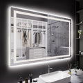 60X40 LED Bathroom Mirror with Lights, Anti-Fog, Backlit + Front Lit, Lighted Bathroom Vanity Mirror for Wall, Memory Function, Dimmable, Tempered Glass, Shatter-Proof