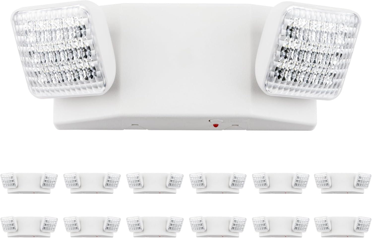 LIT-PaTH LED Emergency Lighting Fixtures with 2 LED Heads and Back Up Batteries- US Standard Exit Light, UL 924 and CEC Qualified, 120/277 Voltage, 12-Pack