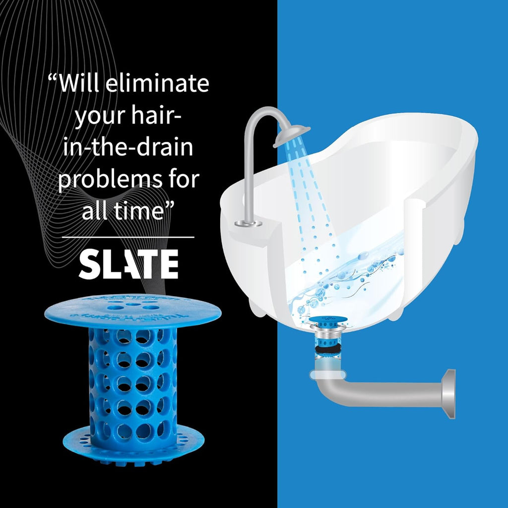 TubShroom Tub Drain Hair Catcher Strainer, Blue – Drain Protector and Hair Catcher for Bathroom Drains, Fits 1.5” – 1.75” Bathtub and Shower Tub Drains