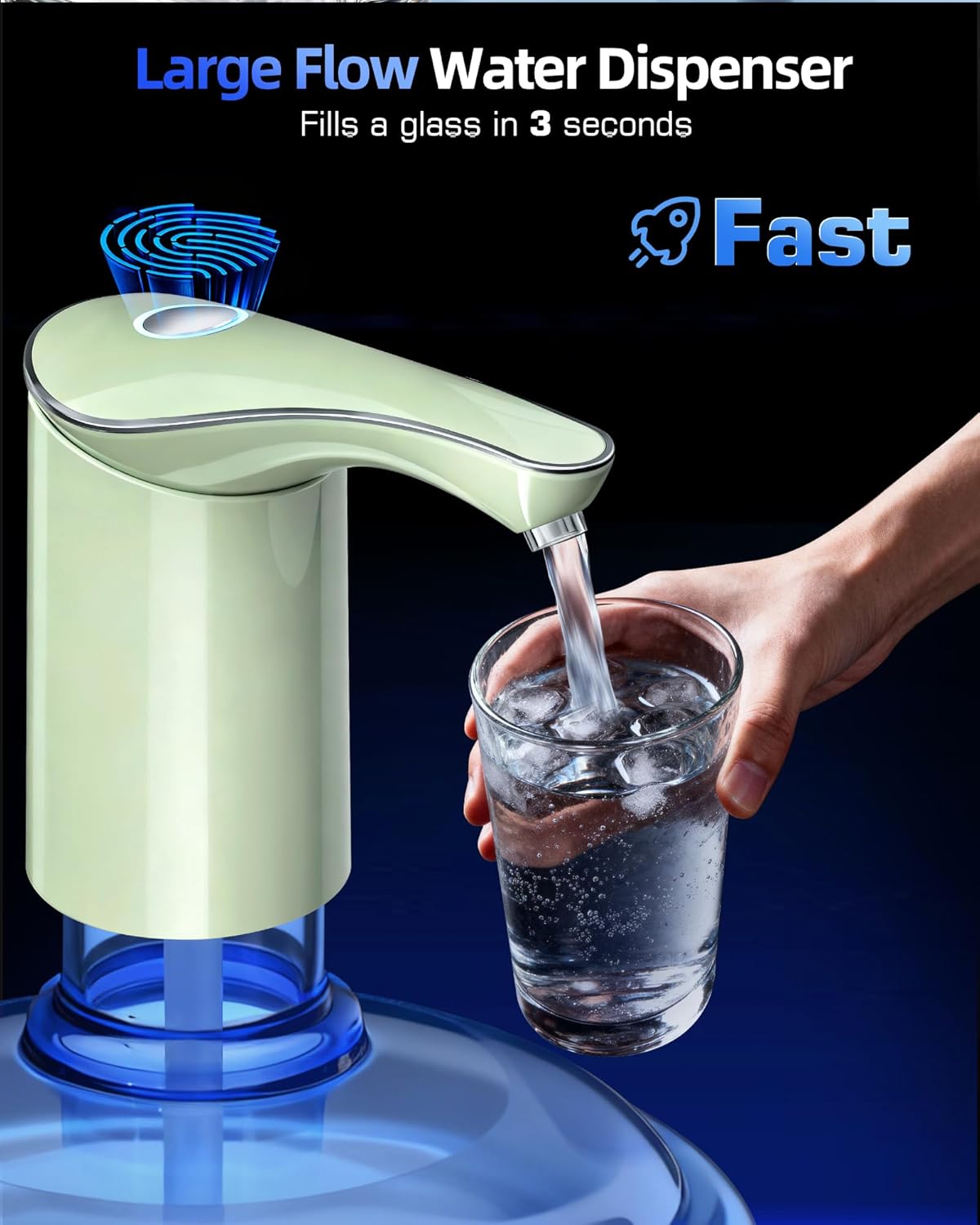 Electric Water Bottle Dispenser for 3-5 Gallon Jug, Automatic USB-C Water Jug Dispenser, Portable Upgraded Submersible Water Pump,High-Power & Silent Operation for Camping Home Office Bedroom