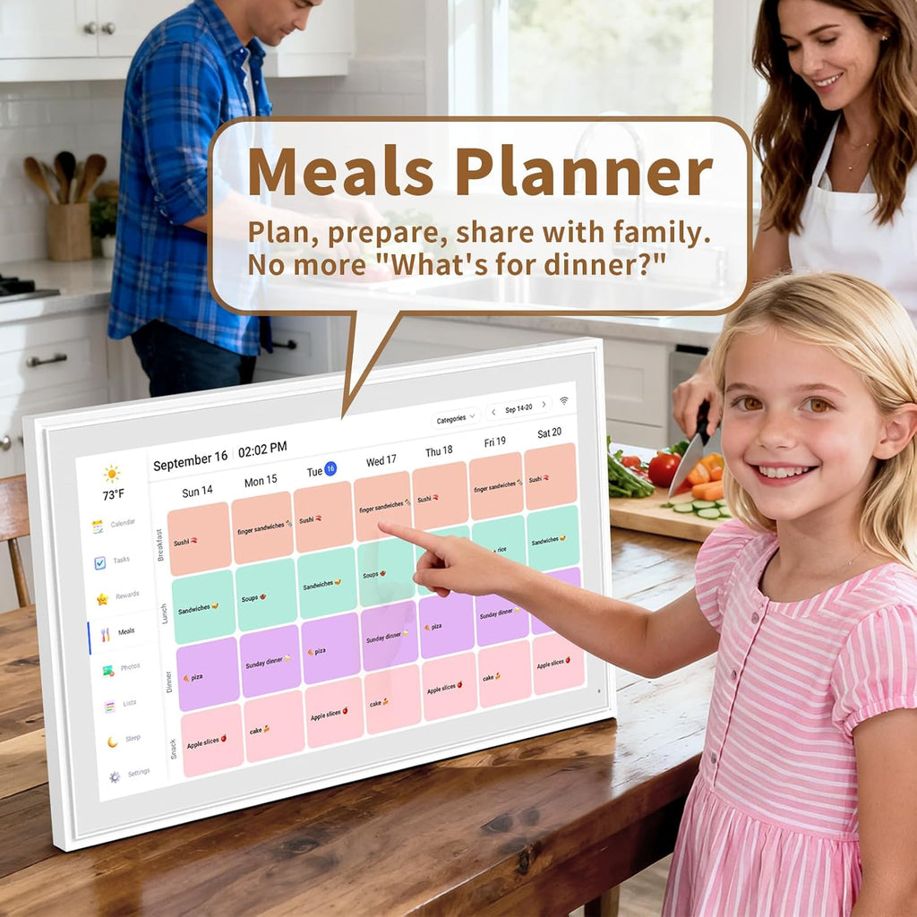Canupdog 21.5 Inch Digital Calendar, Electronic Planner & Chore Chart with 1920x1080P IPS Touchscreen, Task Rewards System, Interactive Display for Family Schedules, Christmas Gifts for Women Mom