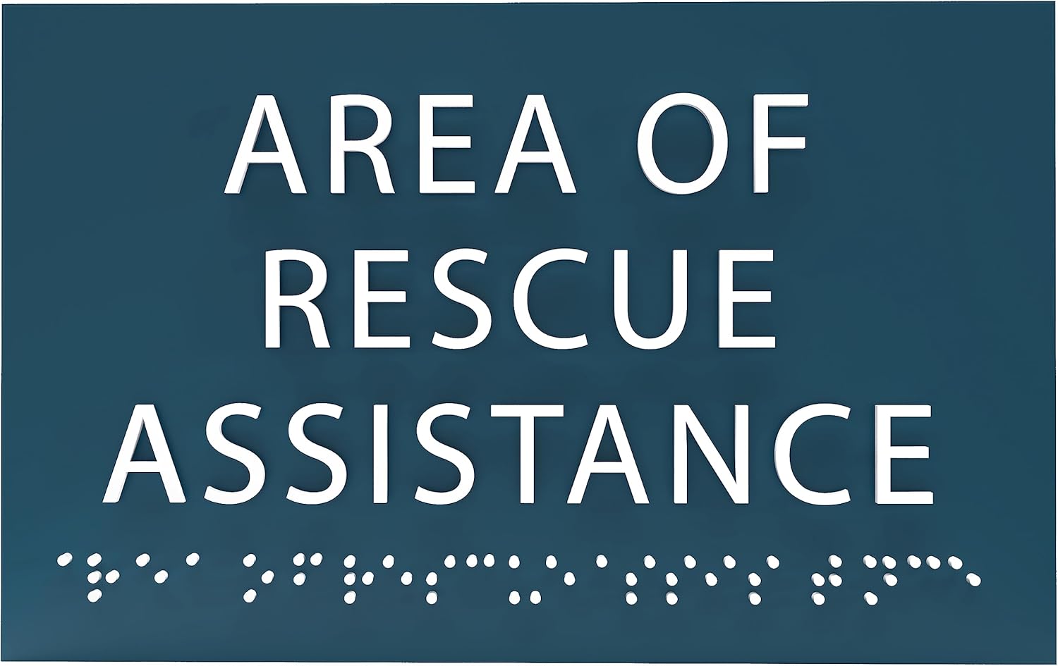 6" X4" Area of Rescue Assistance Sign- Tactile Graphics Grade 2 Braille Text ADA Compliant Sign |ADA Compliant Plastic Signs for Schools, Offices, Businesses, Apartments & Restaurants