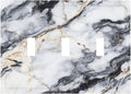 Decorative Light Switch Cover Plate Black Gold Marble Abstract Modern Luxury 3 Gang Wall Plate Triple Toggle Switch Plate Covers Electrical Outlet Cover for Bedroom Home Decor