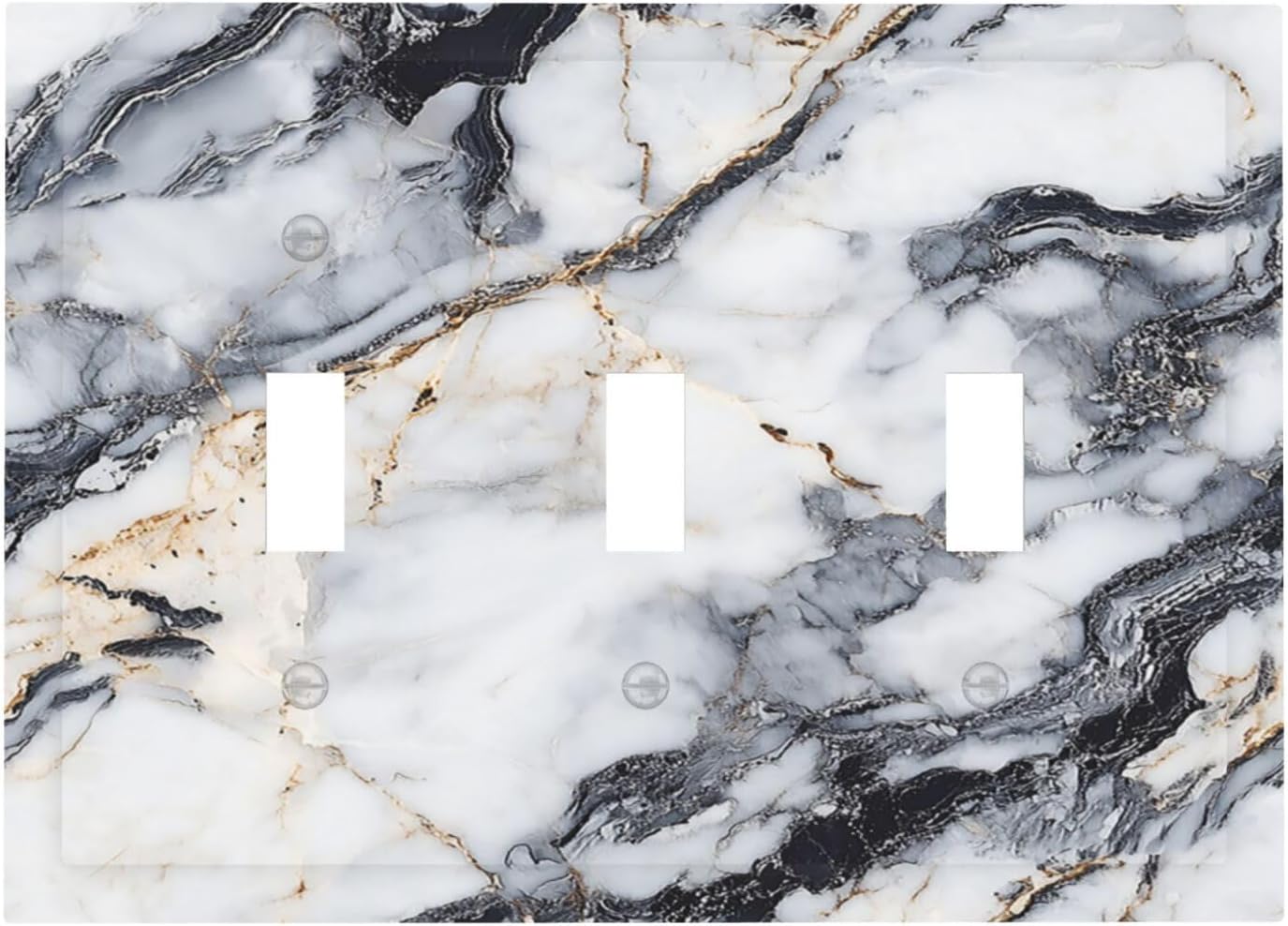 Decorative Light Switch Cover Plate Black Gold Marble Abstract Modern Luxury 3 Gang Wall Plate Triple Toggle Switch Plate Covers Electrical Outlet Cover for Bedroom Home Decor