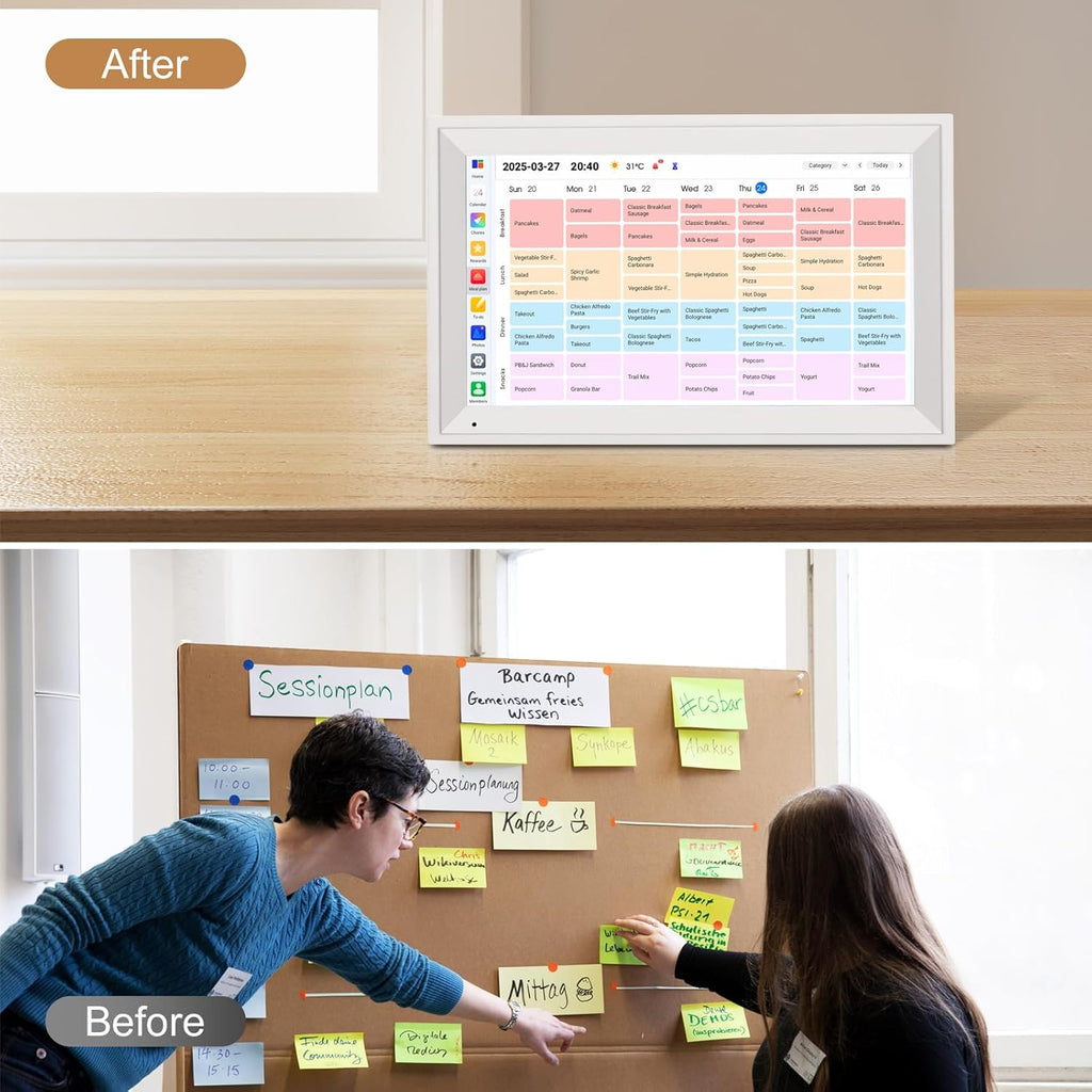 15.6 inch Wall Planner Digital Calendar & Chore Chart, Smart Tablet Touchscreen Interactive Display for Family Schedules, Great for Organizing Your Tasks