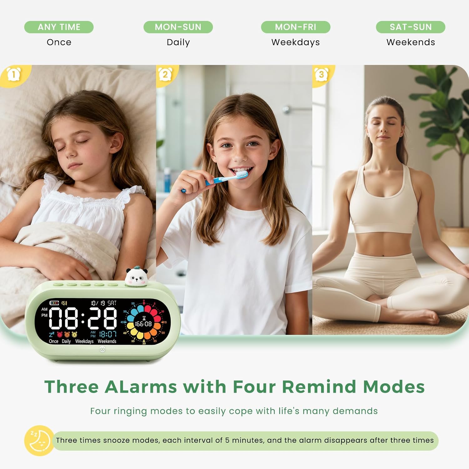 Mooking Digital Alarm Clock for Bedroom, Visual Timer for Kids, 199 Minute Rechargeable Digital Clock with Timers for Home School Supplies Study Teaching Time Timer Management Tool Countdown Timers