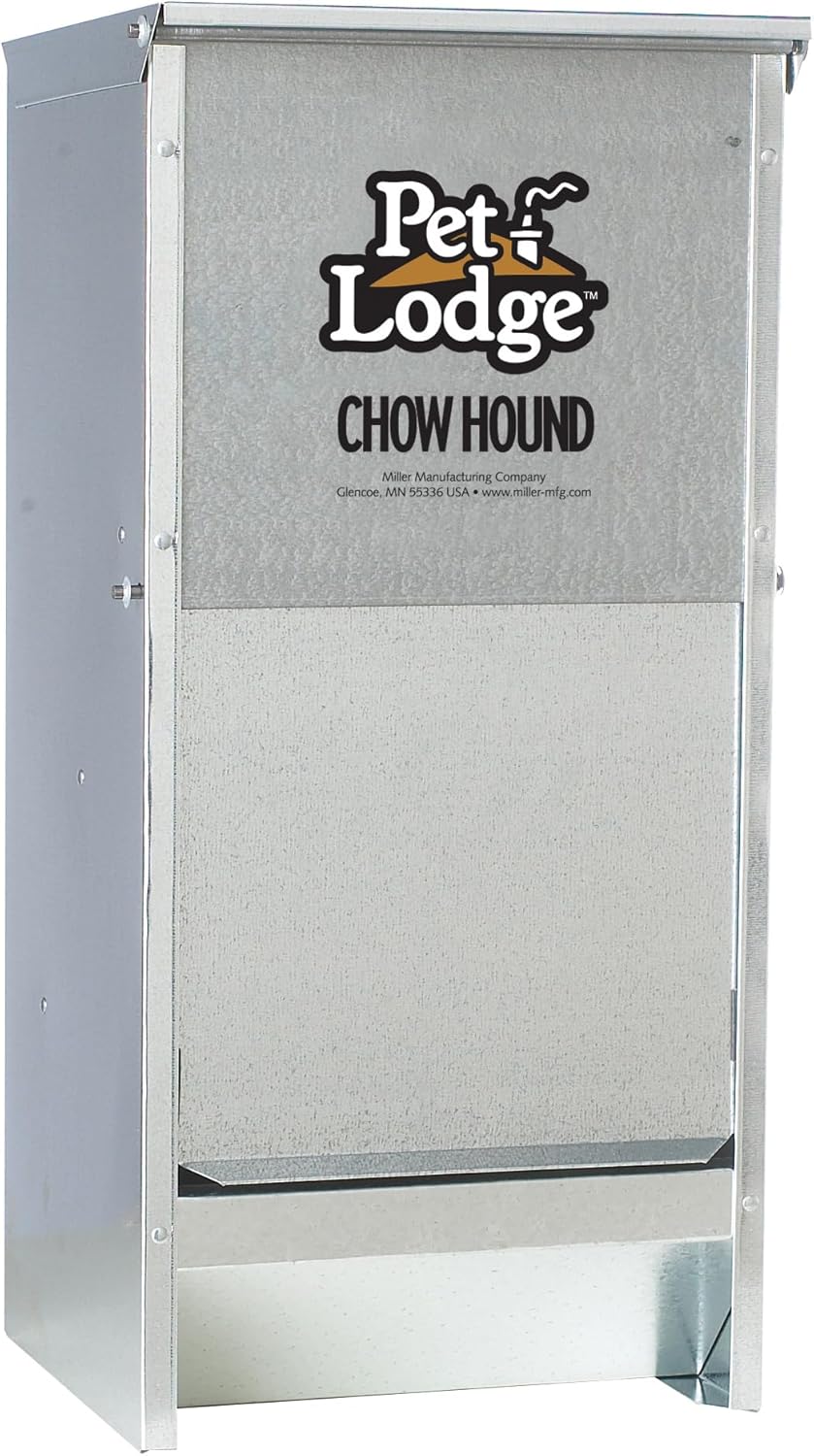 Pet Lodge® Automatic Dog Feeder | Chow Hound Outdoor Pet Feeder | Tough Galvanized Steel | Made in USA (12 Pound)