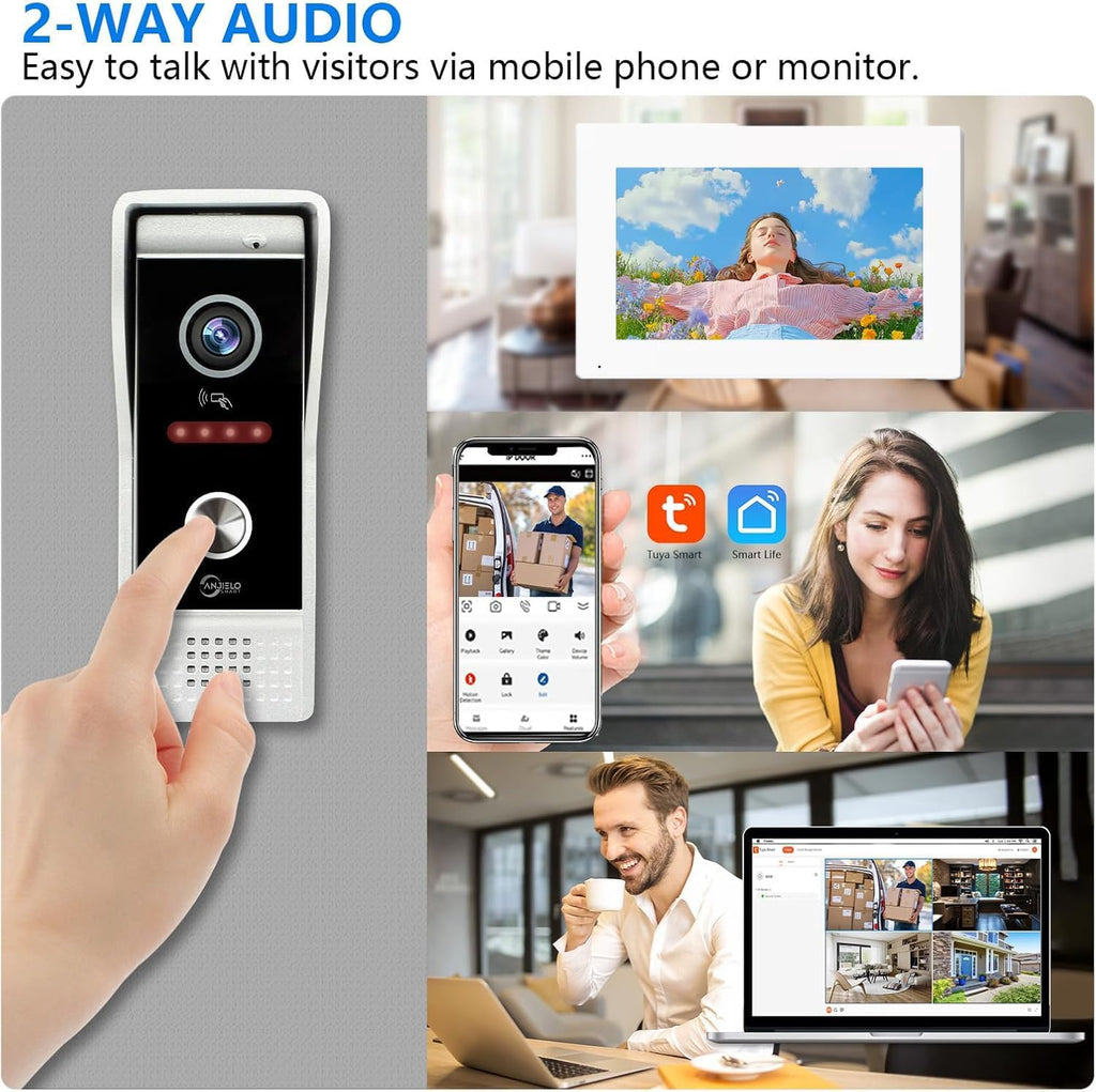 WiFi Video Intercom System Doorbell with Camera,1080P Touch Screen Monitor,Ring Doorbell Camera,Support Night Vision Remote Unlock Dual-Way Intercom for Home Security System (1 BELL+ 3 MONITOR)