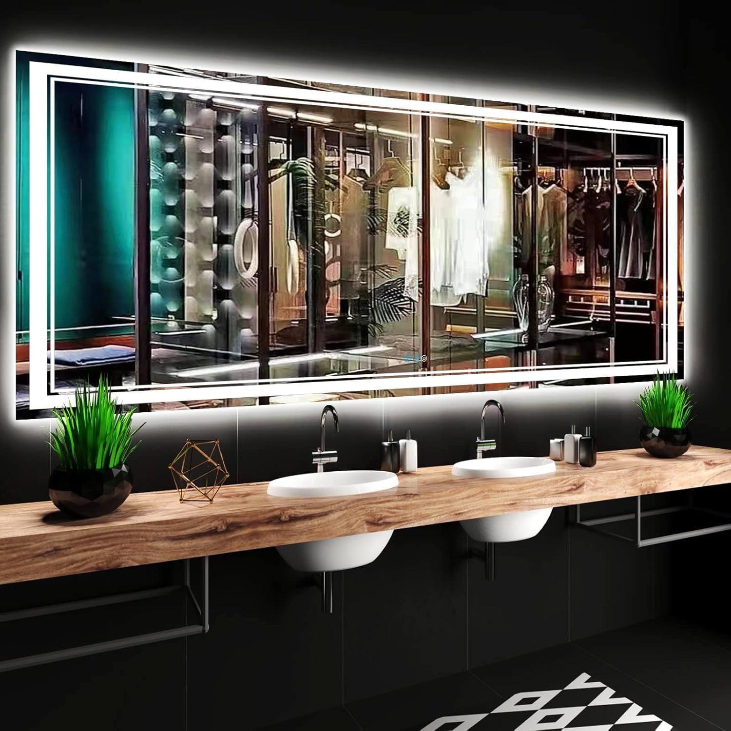 36 x 72 Inch Lighted Vanity Mirror with Lights 3 Color Adjustable Brightness Anti-fog 72 Inch Large LED Bathroom Mirror for Bathroom Wall Horizontal/Vertical Mounted 72" Light up Smart Mirror