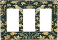 Light Switch Covers William Morris Vintage Botanical Birds Golden Green Leaves 3 Gang Rocker Electrical GFCI Decorative Triple Outlet Wall Plate Cover Switchplate for Bedroom Home Decor