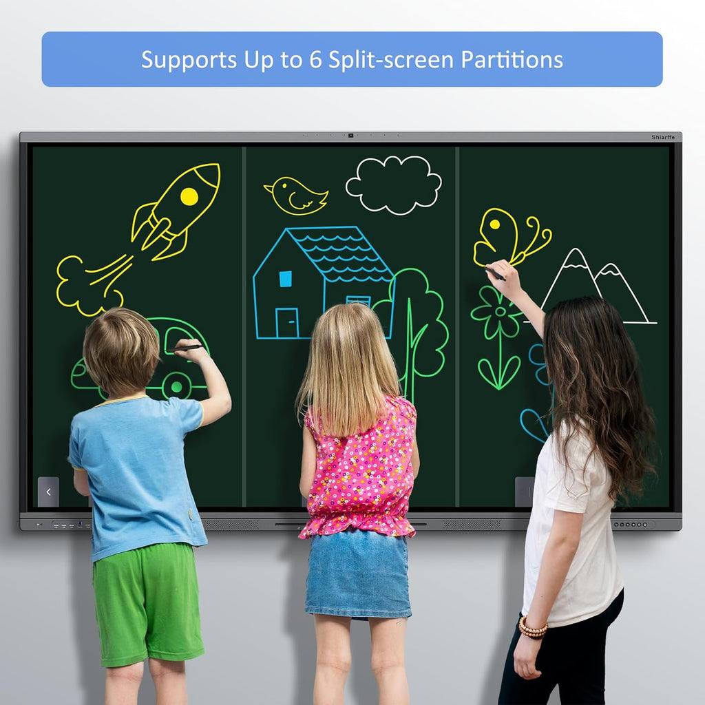 Shiarffe X5 Pro 4K 86 Inch Smart Board with Portable Stand, Google EDLA-Certified Digital Whiteboard, Touchscreen Interactive Display Built-in Camera for Classroom Office Hybrid Work Home, Android OS