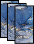 12x24 Picture Frame Set of 3, Black Frame for 12 x 24 Inch Picture Poster Photo, Light Weight and High Transparent 12 by 24 Frame for Wall - 3 Pack/Black/12 x24