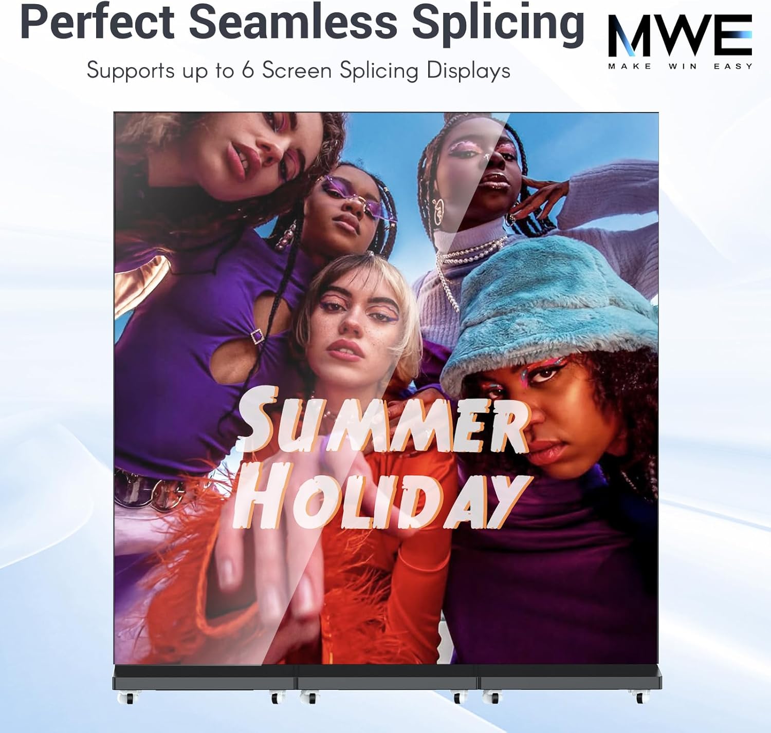 80 Inch LED Digital Signage Display, Foldable Seamless Stitching Kiosk, P1.86 GOB LED Screen Poster with Flight Case, Commercial Advertising Display for Events, Rentals and Weddings (Black, 2 Unit)