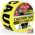 XFasten Yellow Caution Tape Roll, 3 in x 1000 ft, Thick and Durable Yellow Safety Tape for Barricades, Construction, Warning, and Hazard Areas – Easy to Loop, Weatherproof, and Fading-Resistant