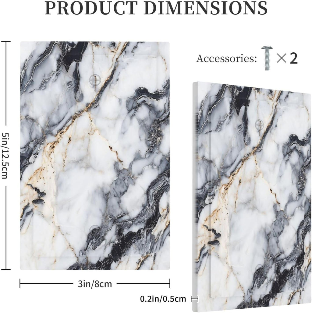 Light Switch Cover Plate Black Gold Marble Abstract Modern Luxury 1 Gang No Device Blank Wall Plate Electrical Outlet Cover Decorative Switch Plate Covers for Bedroom Home Decor