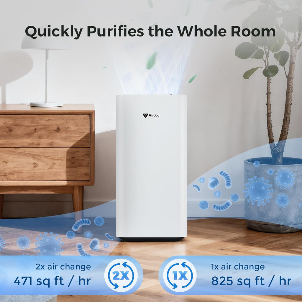 Airdog X3 Home Air Purifier with Washable Filter -TPA Technology - Up to 20X More Effective than HEPA, Smart Control, AQI Air Cleaner for Smoke, Allergies, Pet Dander, Odor Removal to 0.0146μm