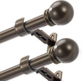 Curtain Rods for Windows 16 to 150 Inches, Curtain Rod Max Adjustable Length of 160 IN, 1" Diameter Drapery Rods Round Finials, Brown, Pack of 2