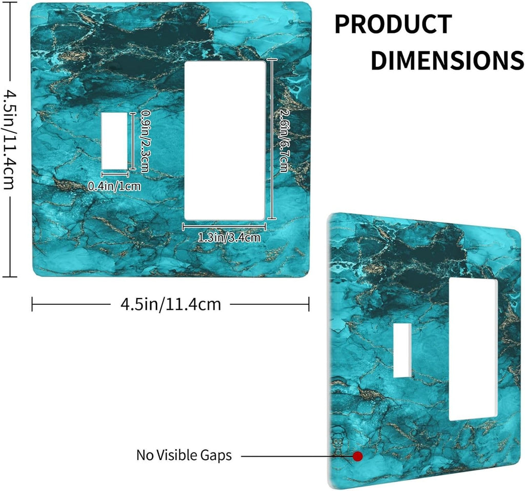 Decorative Outlet Covers Modern Abstract Turquoise Blue Marble Texture 2 Gang 1 Gang Wall Plate Single Toggle Rocker Light Switch Covers Switch Plate Cover for Bathroom Home Decor