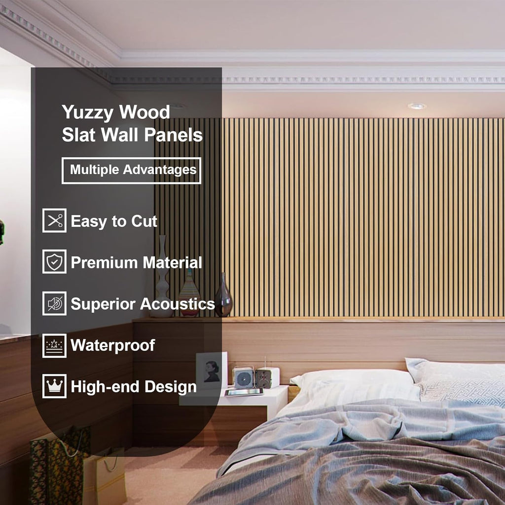 Yuzzy Wood Panels for Wall and Ceiling - 108 x 11 Inch Wood Slat Acoustic Panels 2 PCS - Modern Sound Absorbing Wall Panels for Interior Wall Decor for Home, Office, Studio - Rustic Oak