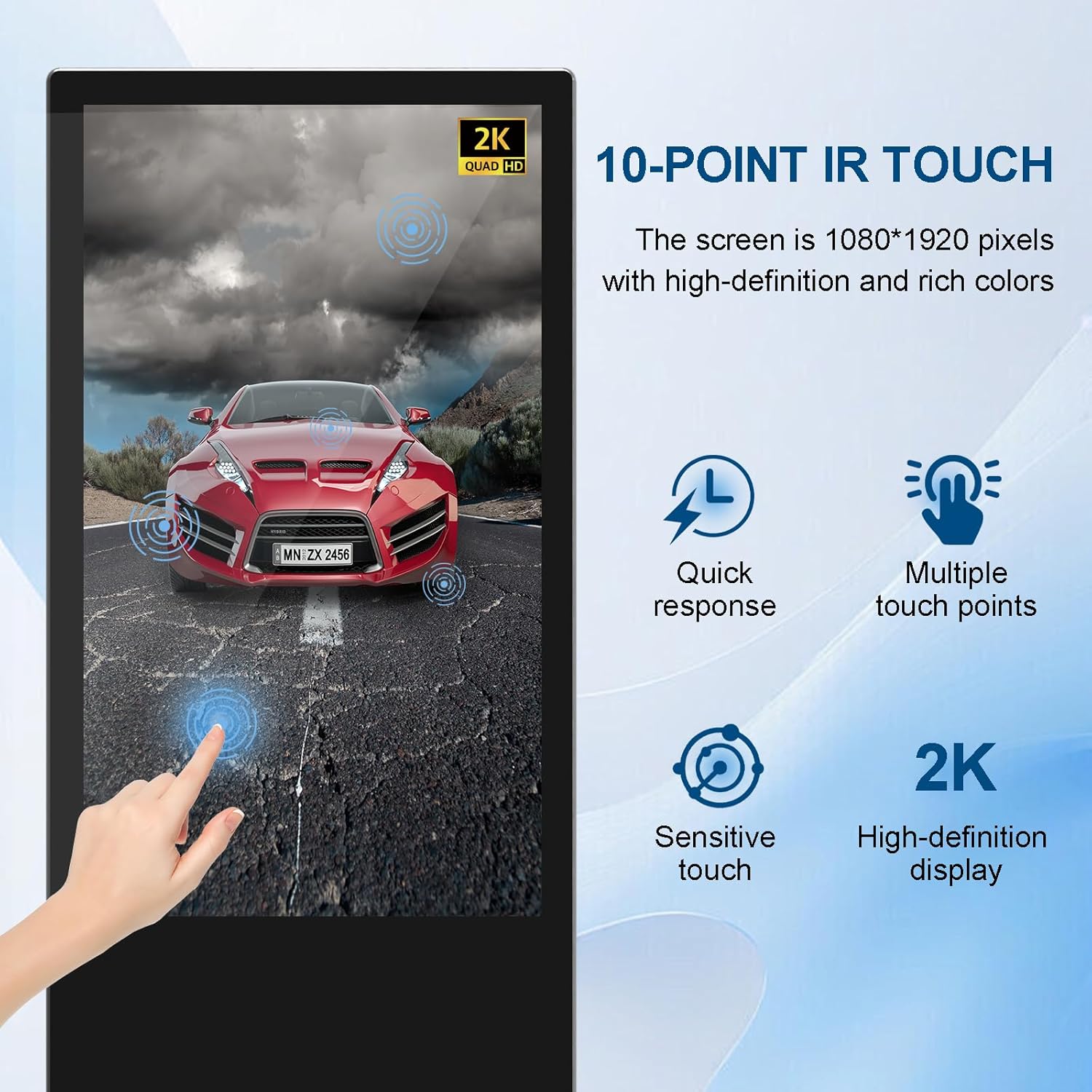43 in Digital Signage Capacitive Touch Digital Signage Displays,with WiFi USB/APP Software Input Digital Signage Kiosk, Android 11 Digital Signage Player