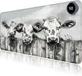 Heated Mouse Pad with 3 Levels Heated & 3 Hours Auto Shut-Off Mouse Pad for Warming Hands in Office Home, 31.5" x 13"Large Safe Desk Mat Hand Warmer，Three Lovely Cows