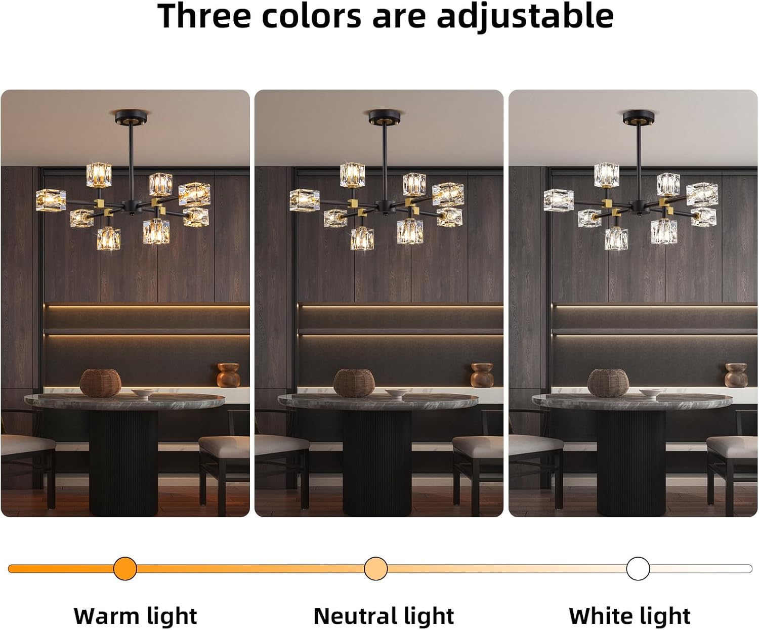Black Sputnik Chandelier,Crystal Chandeliers with 8-Lights,Modern Semi Flush Mount Ceiling Light Fixture with Adjustable Height,Pendant Light Fixture for dining room,kitchen island,bedroom,living room