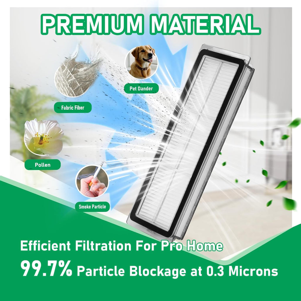 24Pcs Replacement Parts for Dreame L10s Ultra/L10 Ultra Vacuum Cleaner Accessories Kit, 2 Main Brush, 4 HEPA Filters, 6 Mop Pads, 6 Dust Bags, 6 Side Brushes [Not for L10s Pro Ultra Heat]