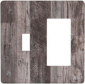 Outlet Covers Rustic Dark Grey Wood Retro Country Wooden 1 Toggle 1 Rocker Combination Decorative Wall Plate Electrical Switch Plates Light Switch Cover Plate for Farmhouse Cabin Decor