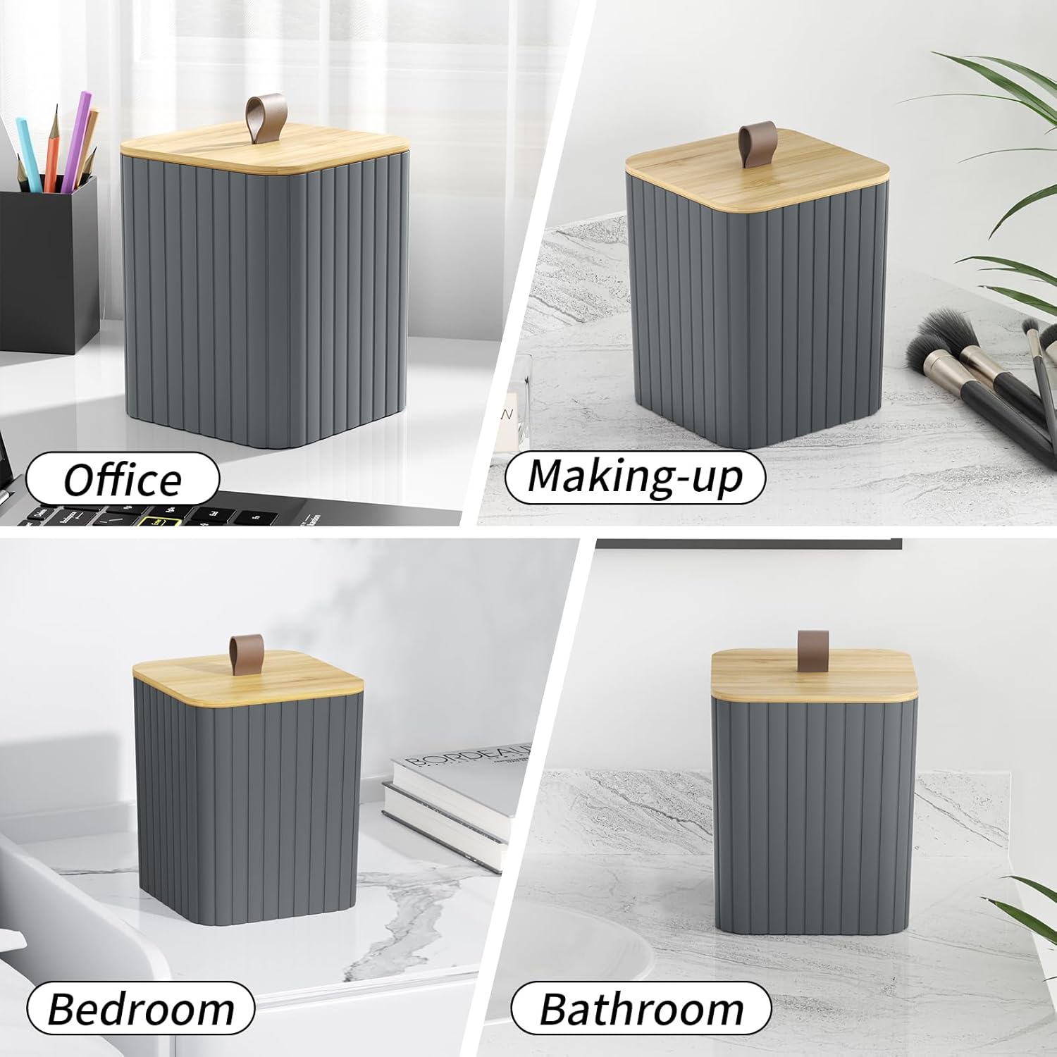 Bathroom Accessory Set - Grey Bathroom Set, 12PC Bathroom Accessories Set, Grey Bathroom Accessories Set, Mini Trash Can, Toilet Brush, Trash Can & Soap Dispenser