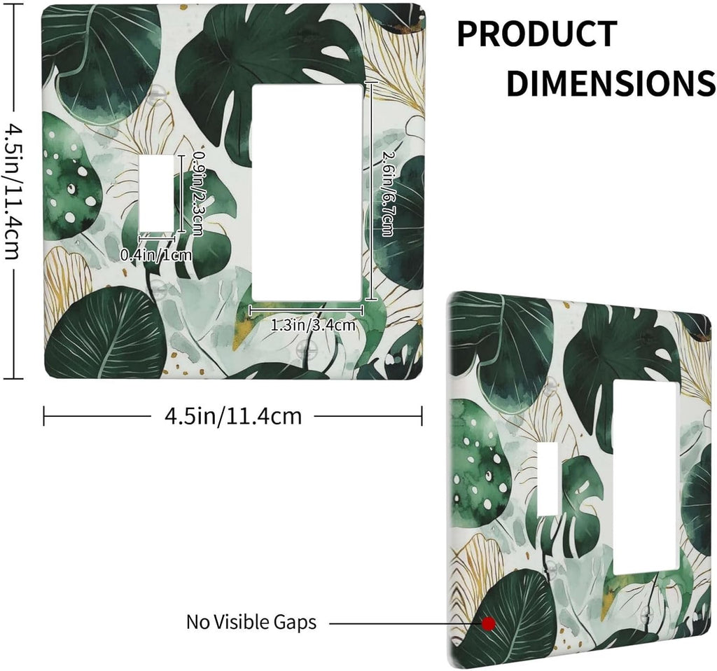 Boho Tropical Green Leaf Watercolor Banana Leaves Outlet Covers 1 Toggle 1 Rocker Combination Decorative Wall Plate Electrical Switch Plates Light Switch Cover Plate For Bed Room Living Room Decor