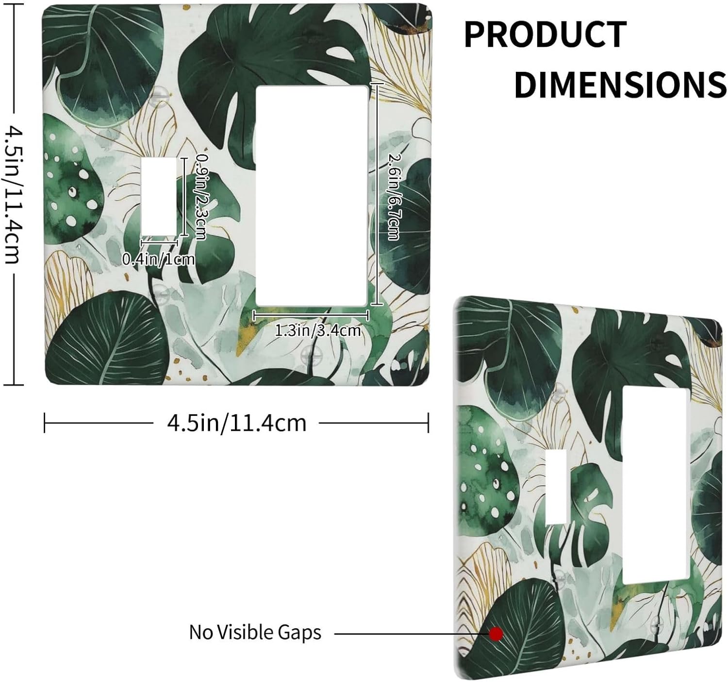 Boho Tropical Green Leaf Watercolor Banana Leaves Outlet Covers 1 Toggle 1 Rocker Combination Decorative Wall Plate Electrical Switch Plates Light Switch Cover Plate For Bed Room Living Room Decor