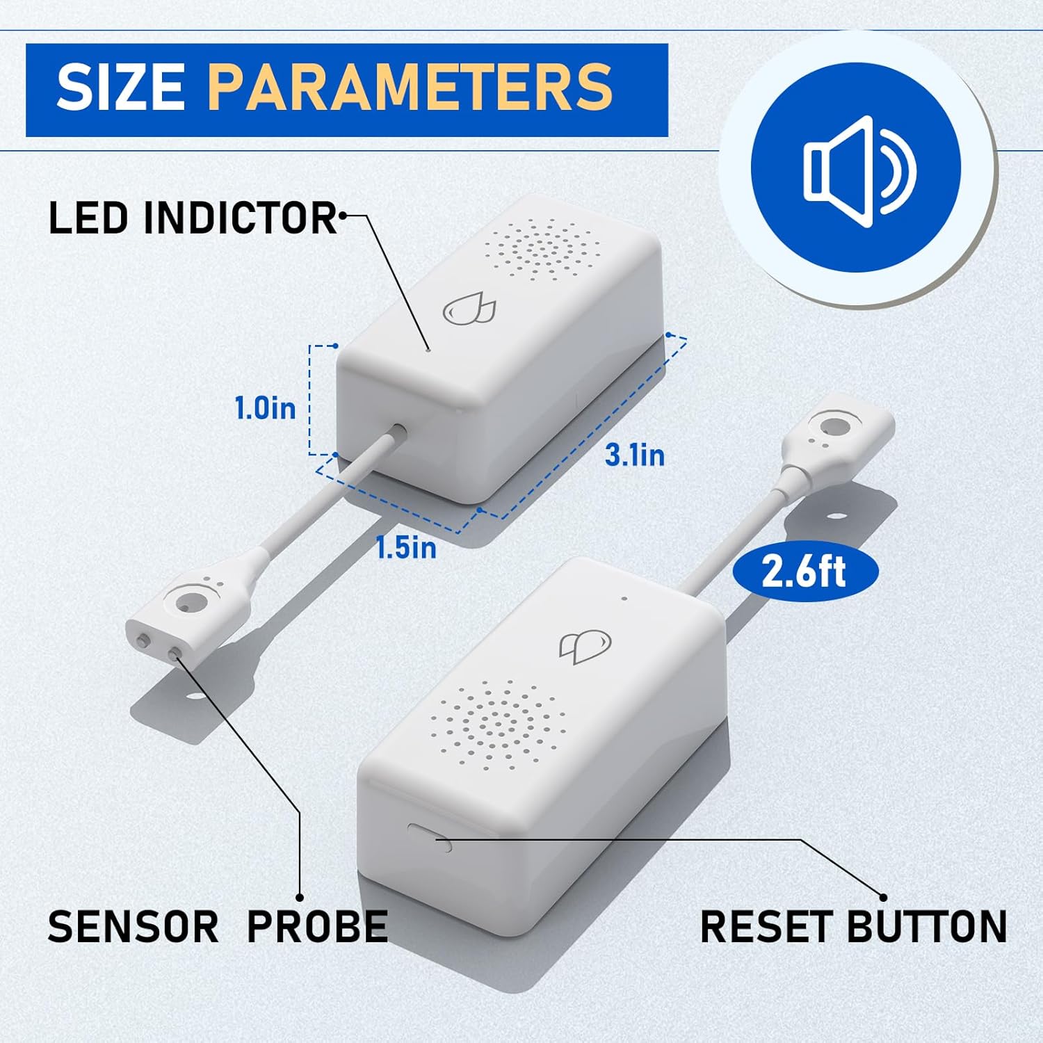 BSEED WiFi Water Leak Detector 5 Pack, Smart Water Sensor with Cable, 85dB Audio/App/SMS/Email Alarm, Rapid Leak Detection for Home, Kitchen, Bathroom, Basement, IP65 Waterproof, No Hub Required