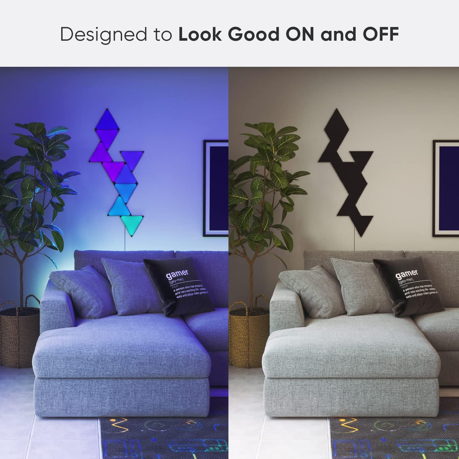 Nanoleaf Shapes WiFi and Thread Smart RGBW 16M+ Color LED Dimmable Gaming and Home Decor Wall Lights Smarter Kit