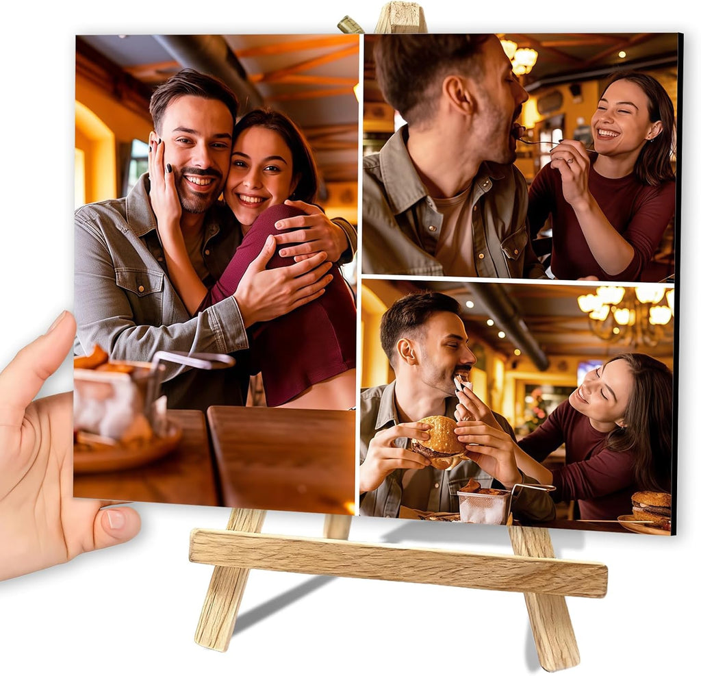 Custom Photo Frame with Stand, Personalized Picture Display, MDF and Wood Construction, Desktop Decor, Multiple Designs, Customizable Gift for Family and Friends