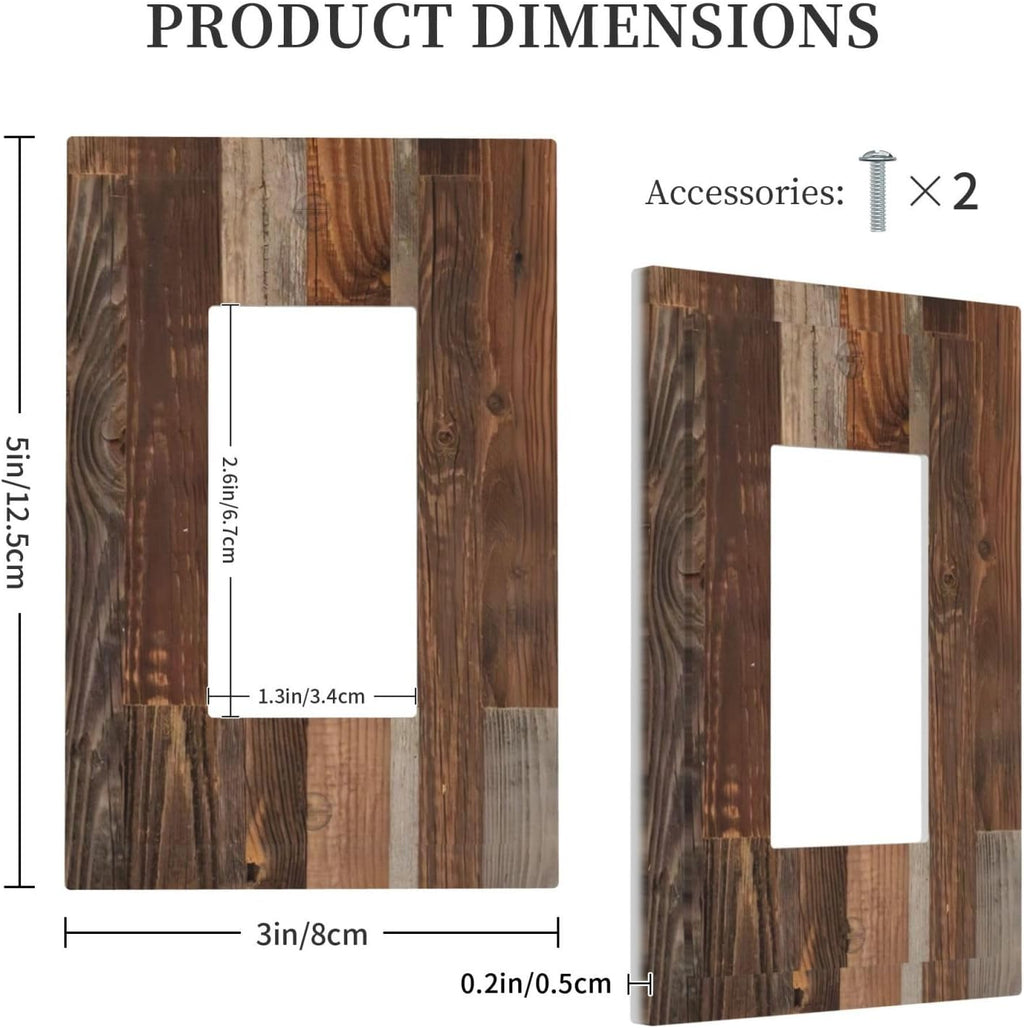 Vintage Brown Wooden Boards Print Wood Grain Decorative Outlet Covers 1 Gang Single Rocker Light Switch Cover Plate Wall Plates GFCI Faceplate for Farmhouse Home Decor